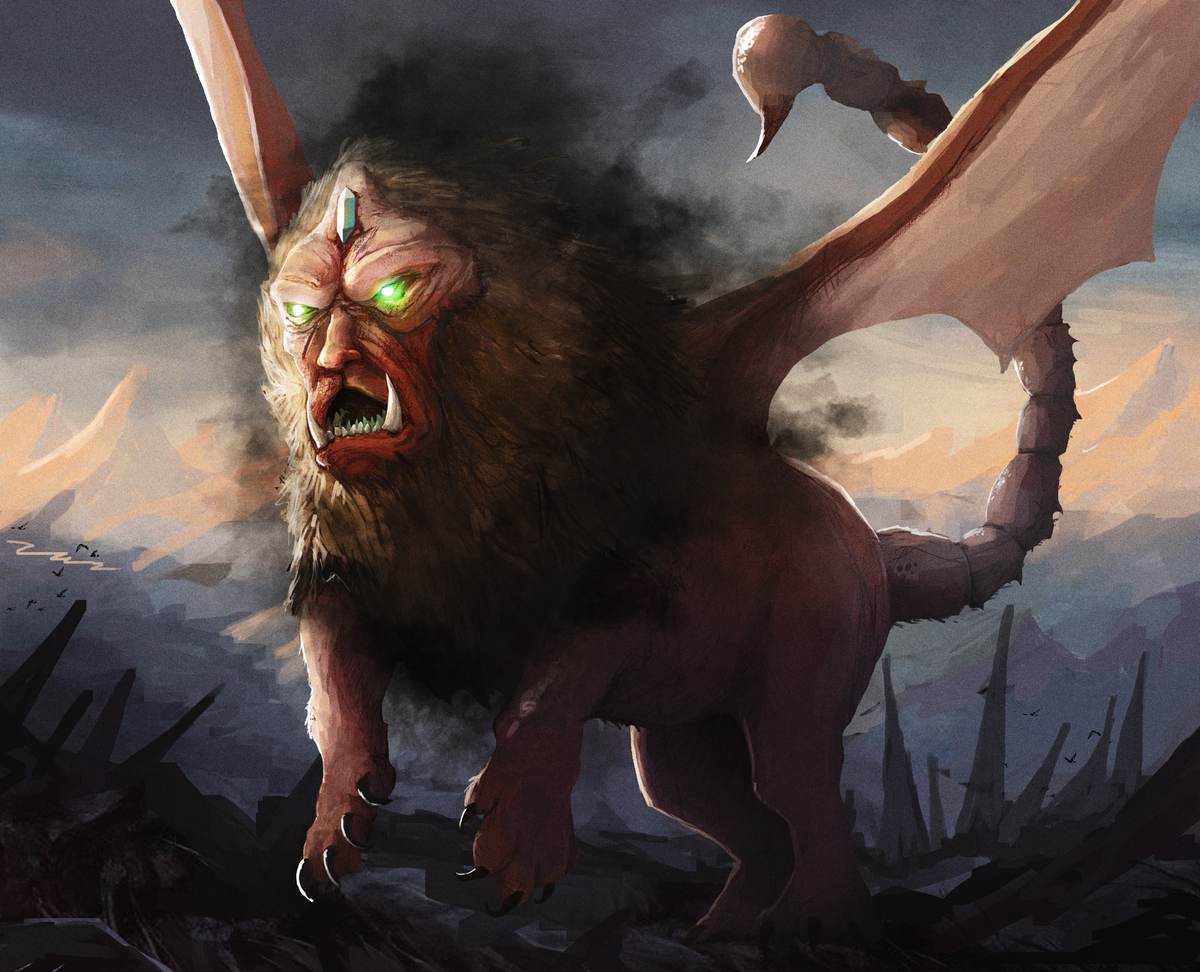 Мантихора, воображаемое чудовище. / Картинка с просторов.