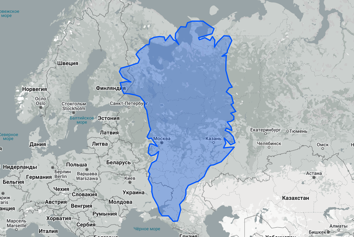 Контур Гренландии на карте России