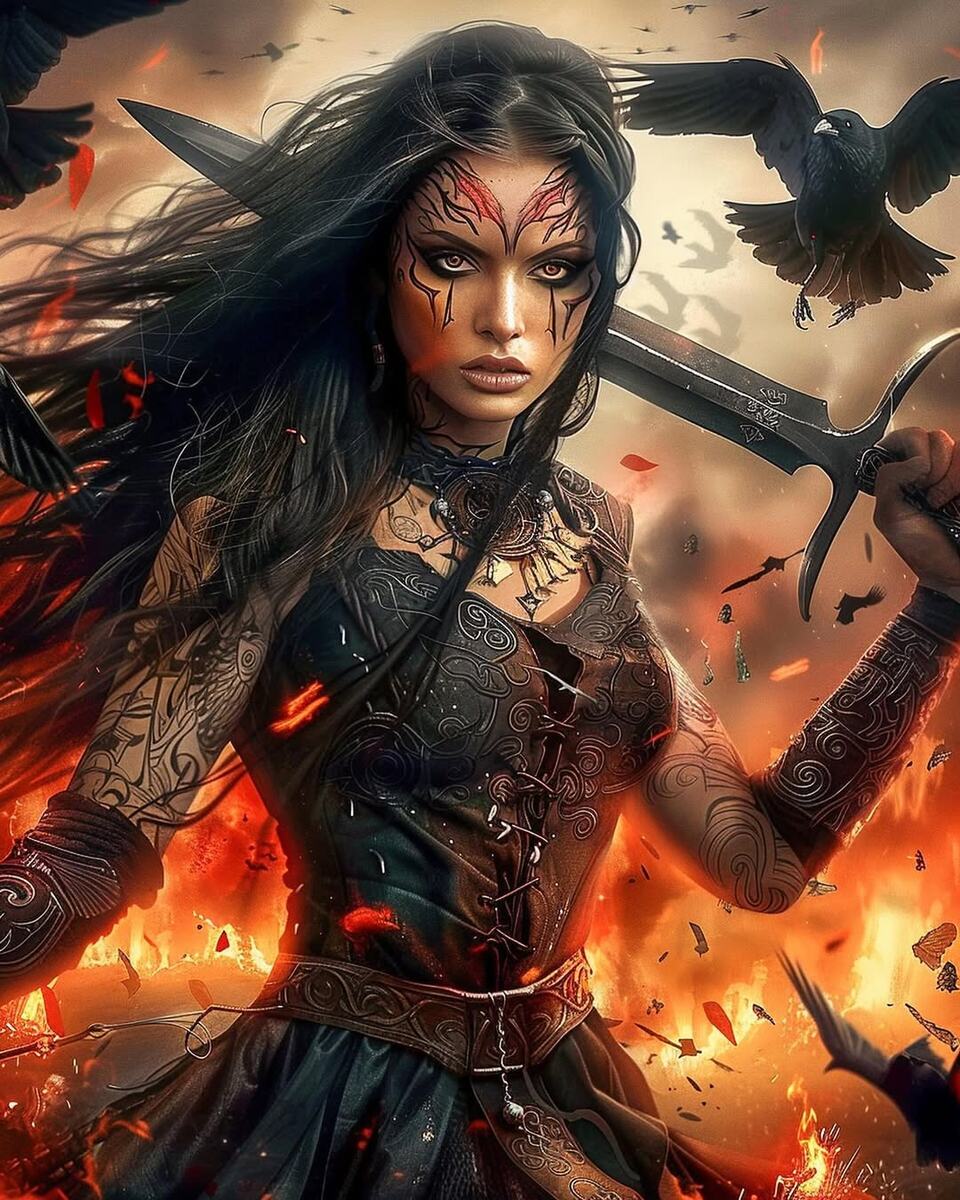 Богиня-воительница Морриган (художница amy.aiart, Нельзяграм).