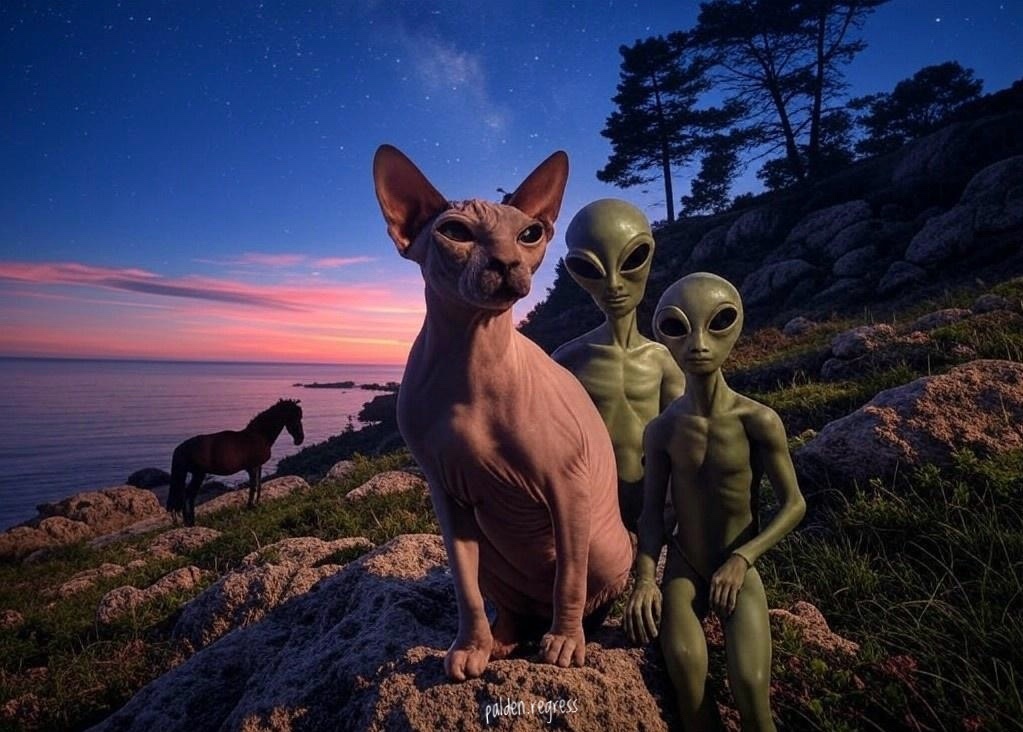 Кот-сфинкс и инолланетяне (ai)