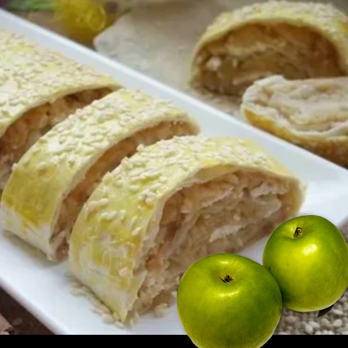 рулет из лаваша с яблоками