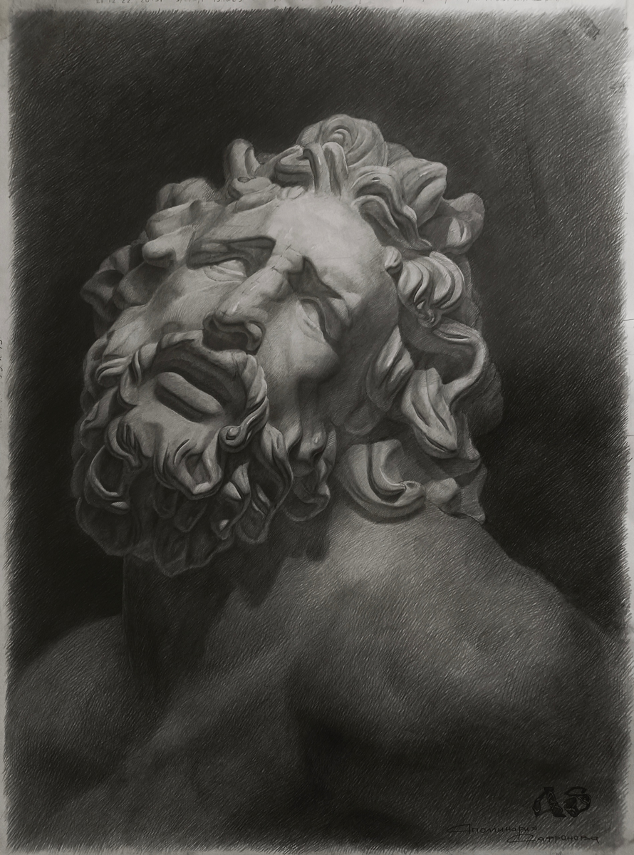 Моя авторская работа из личного архива. "Лаокоон" 55*75, бумага, карандаш. 2024