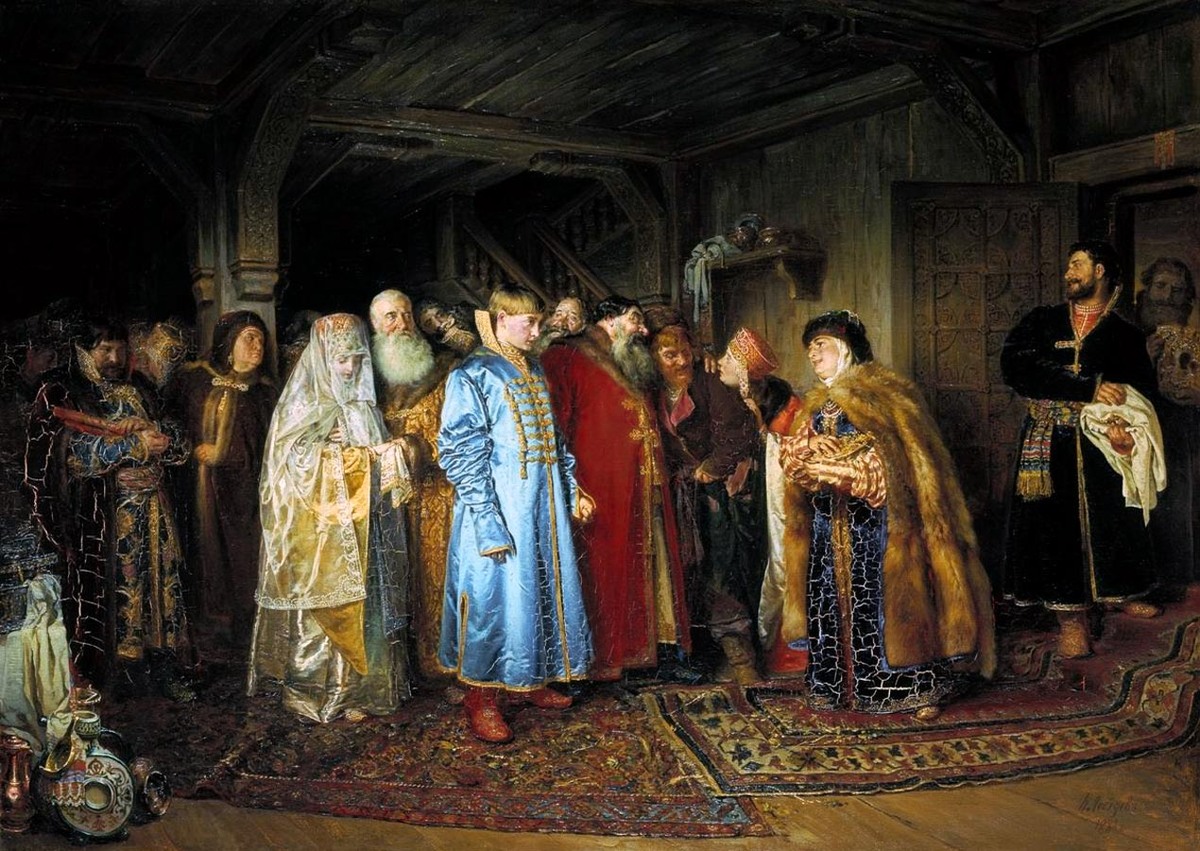 «Боярская свадьба», 1883 год, материалы: холст, масло, размеры: 48.8 x 69.2 см. Источник: фото из Интернета