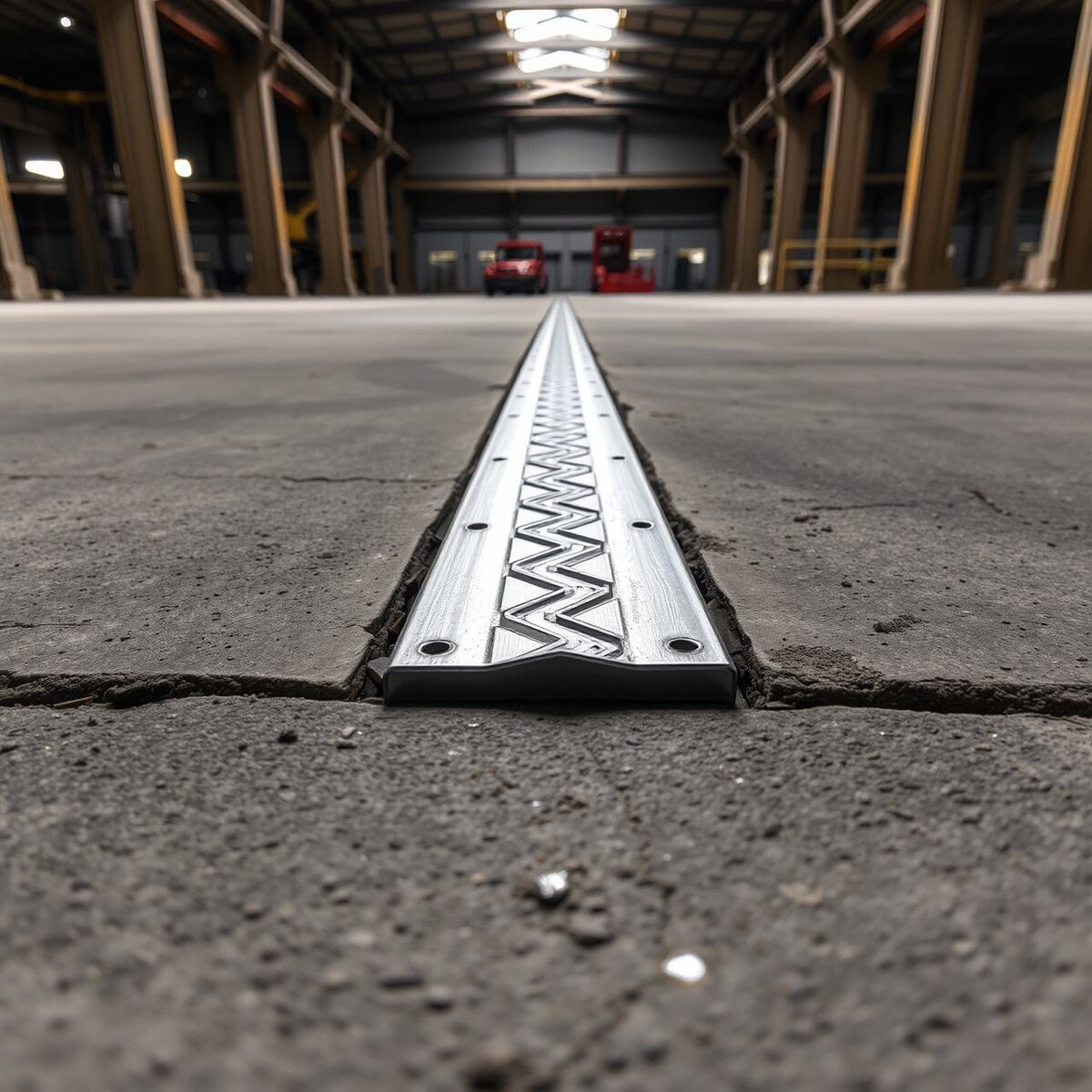 Деформационный шов внутри складского помещения