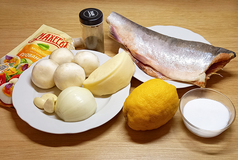 Необходимые продукты для фарширования горбуши