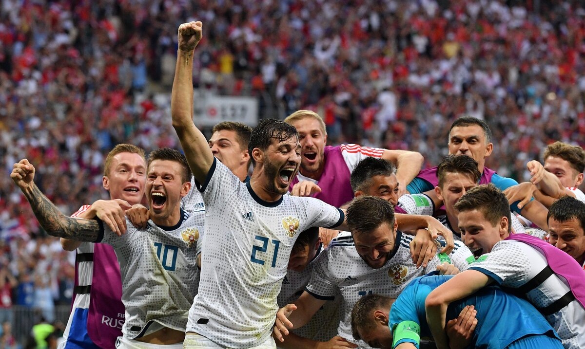 Сборная России на Чемпионате Мира по футболу в 2018 году.