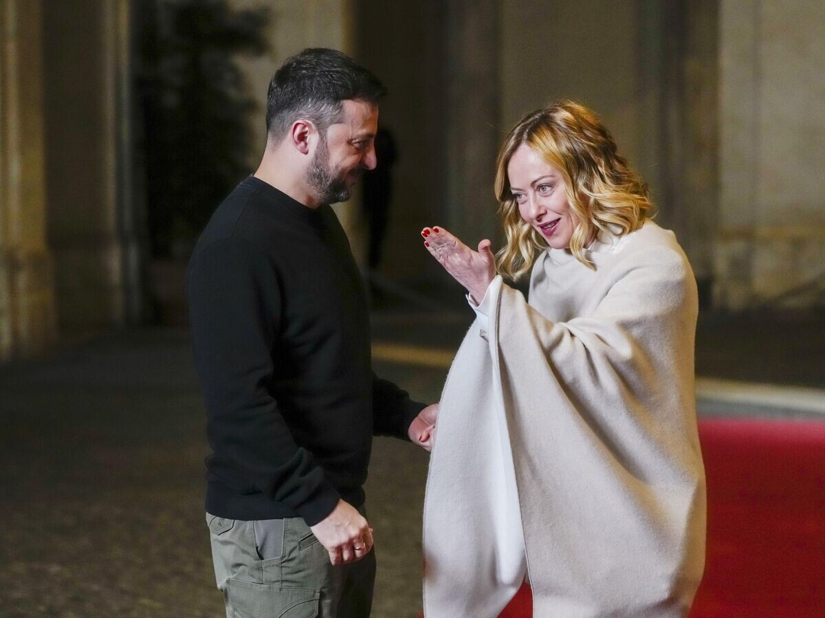    Владимир Зеленский и Джорджа Мелони во время встречи© AP Photo / Gregorio Borgia