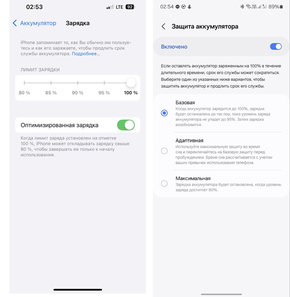 Слева направо: Apple iPhone, Samsung Galaxy 