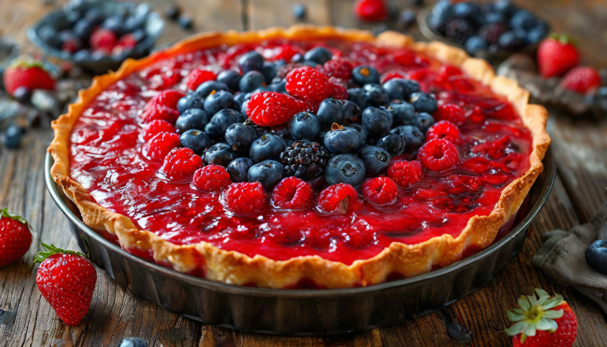 Заливной пирог с ягодами