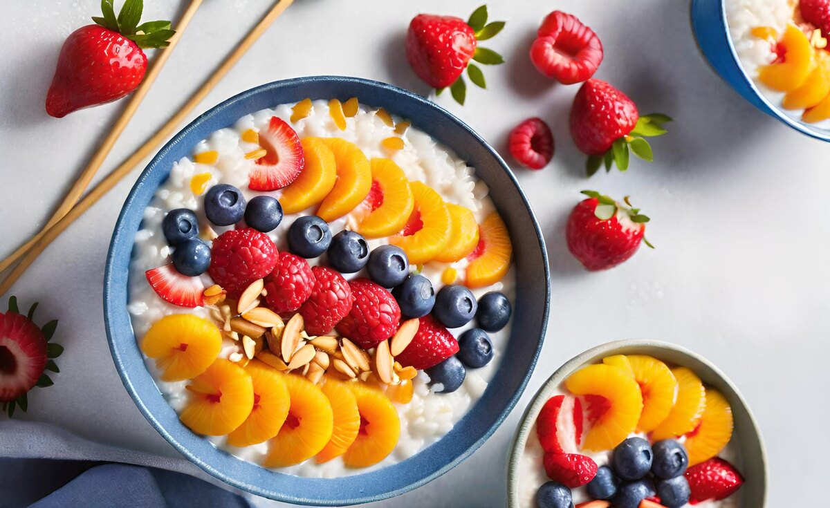 Рисовая каша с кокосовым молоком и фруктами
