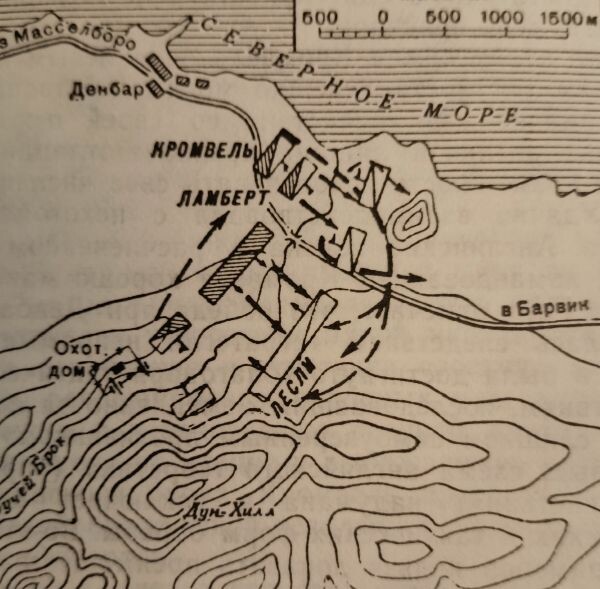 Схема сражения при Данбаре.