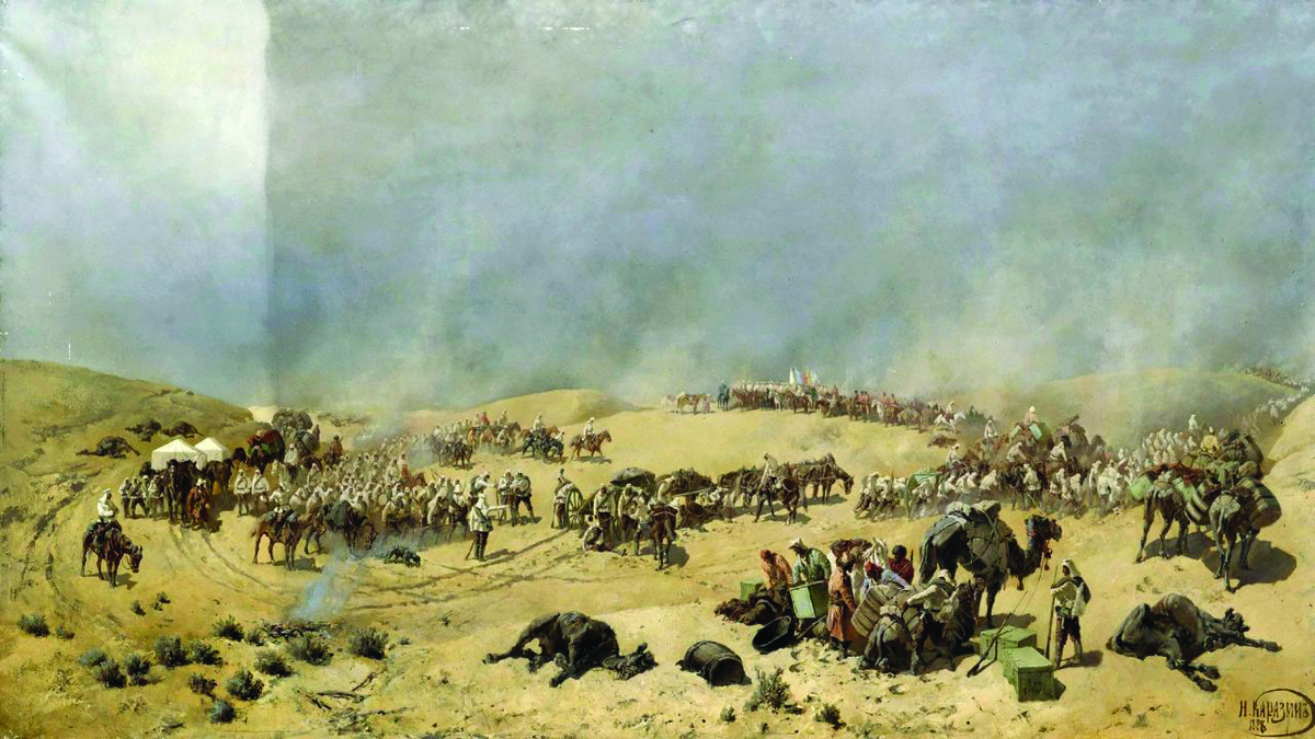 Иллюстрация №2. Хивинский поход 1873 г. Через мертвые пески к Колодцам Адам-Крылган. Художник Н. Н. Каразин. 1888. Государственный Русский музей