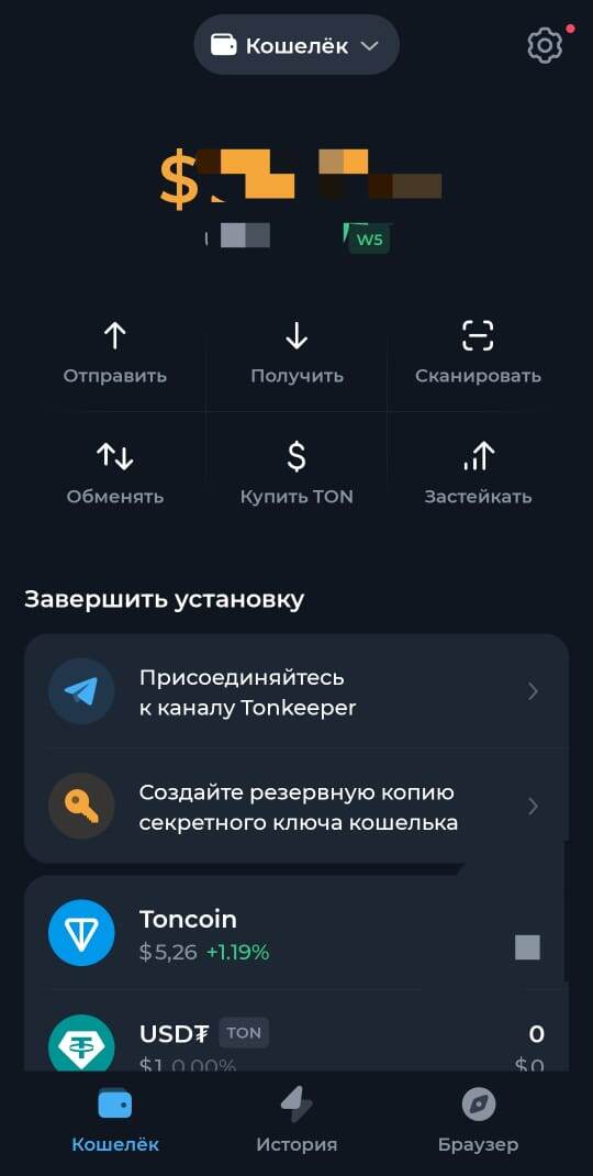 Главная страница вашего кошелька (удобный и понятный интерфейс)