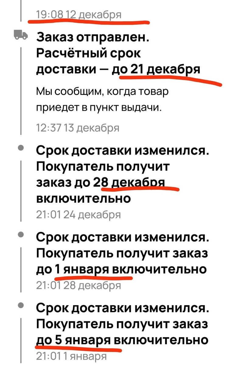 Ощущение, что сроки доставки меняли от балды