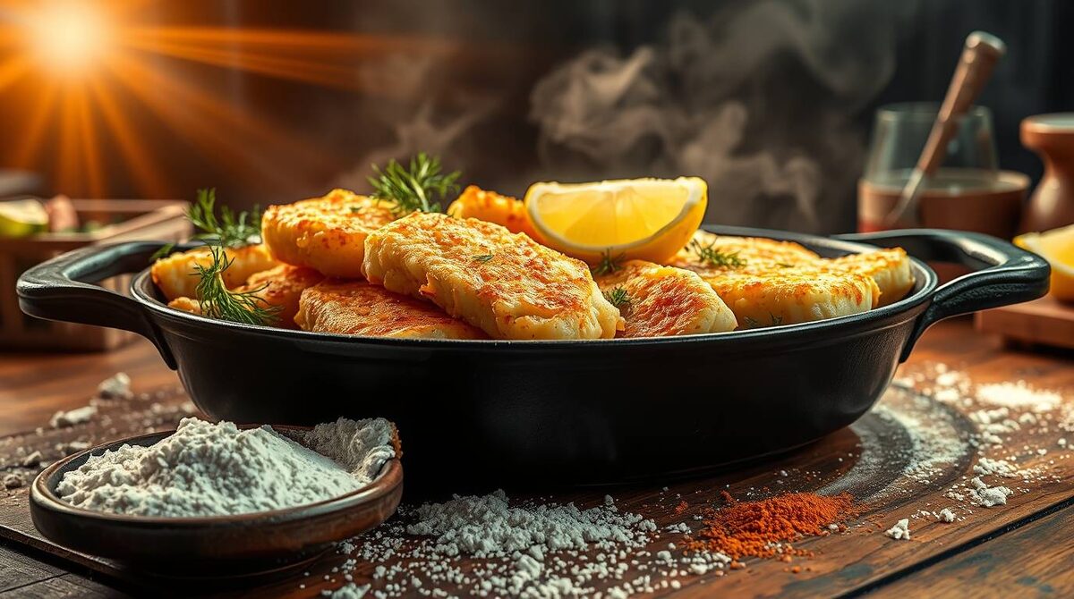 Тот самый советский рецепт жареного минтая - с хрустящей золотистой корочкой и сочной мякотью внутри. Фото напоминает о школьных обедах и бабушкиной кухне.