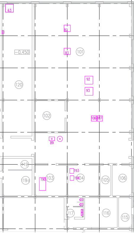 Фрагмент плана из производственного корпуса здания производственного назначения