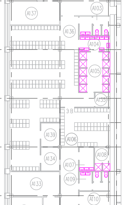 Фрагмент плана из АБК здания производственного назначения
