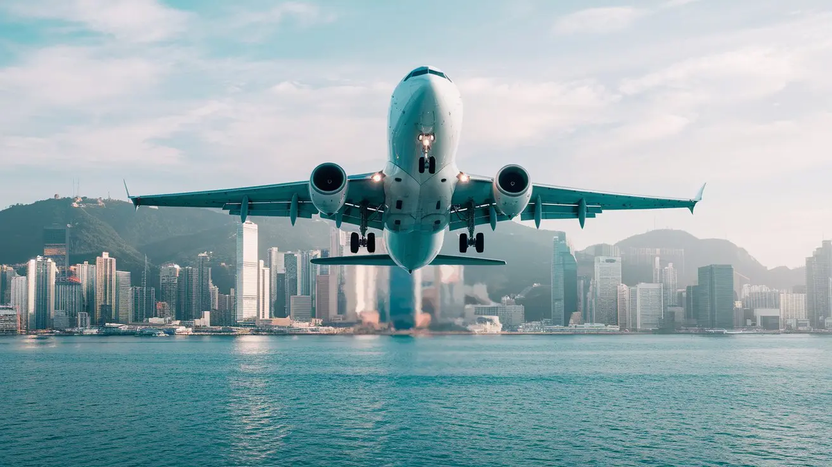 Самолёт взлетает. Фото: нейросети. 