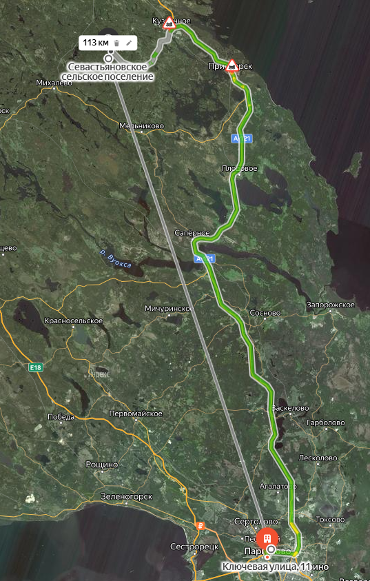 Расстояние и маршрут до озера Муромское.