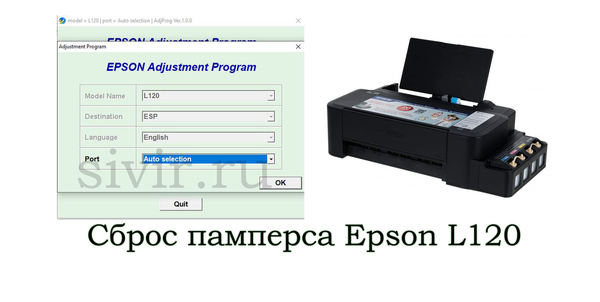 Adjustment Program Epson L120 Сброс памперса