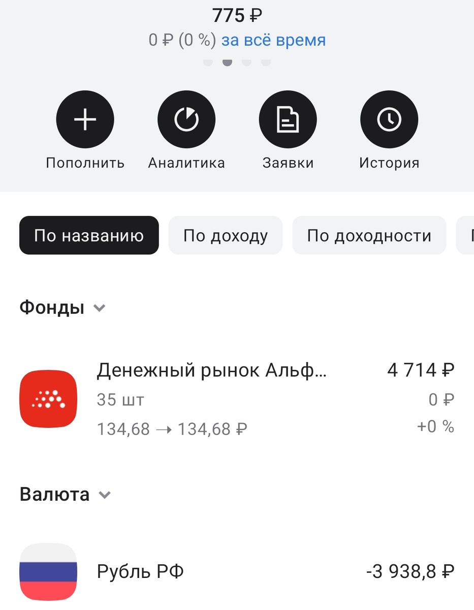 Вот, 775 рублей дали, ещё 3900 под них заняла. И буду занимать дальше! Скриншот из инвестиционного приложения.