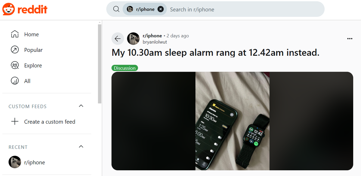 Reddit📷Пользователь Reddit рассказал, что будильник, заведенный на 10:30, прозвенел в 12:42