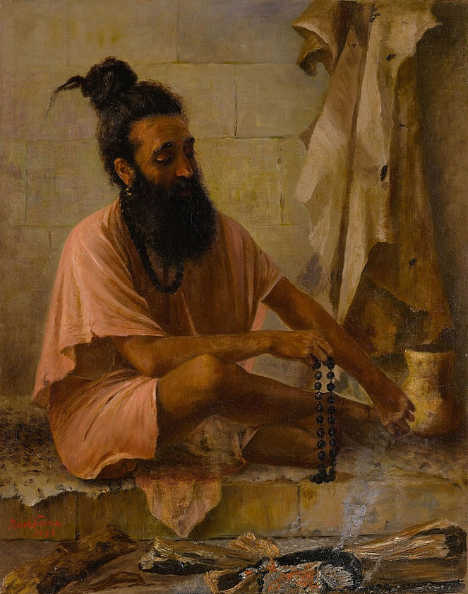 Вишвамитра совершает тапасью. Изображение:  Raja Ravi Varma