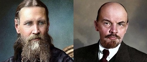 Священник и святой Иоанн Ильич Сергиев (Кронштадтский) и политик Владимир Ильич Ленин.
