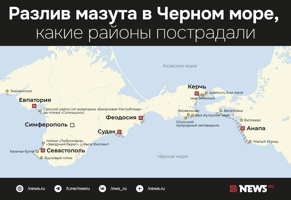 Карта загрязнения черного моря нефтепродуктами