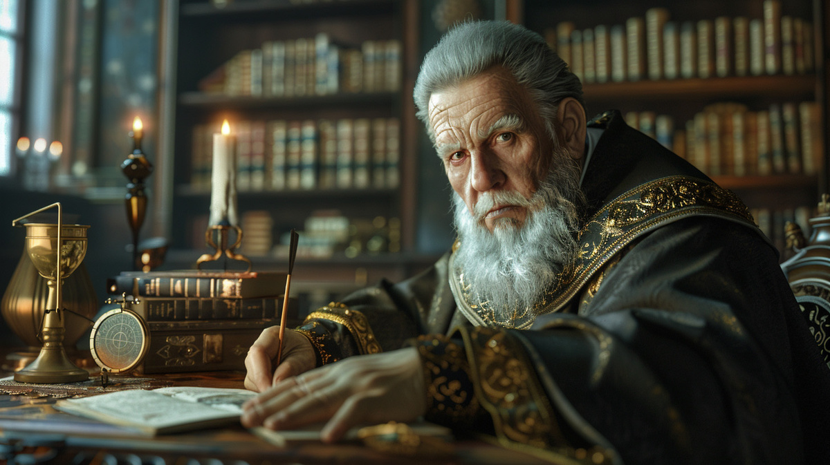 Астролог Мишель Нострадамус за составлением своих знаменитых катренов