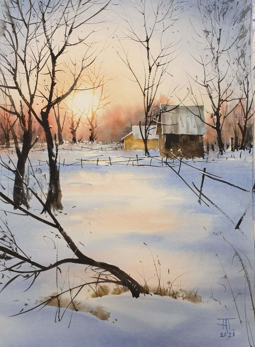 Зимний солнечный пейзаж Алексея Пелевина