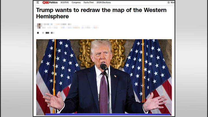    Трамп хочет перекроить карту Западного полушария.Скриншот: CNN