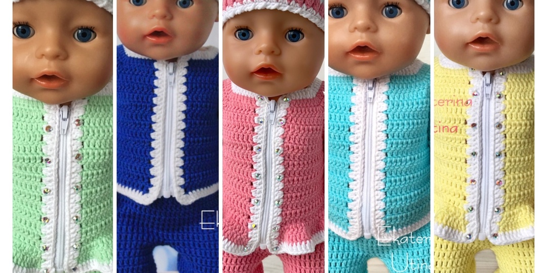 МК комплект одежды крючком для куклы baby born (беби бон, беби борн)