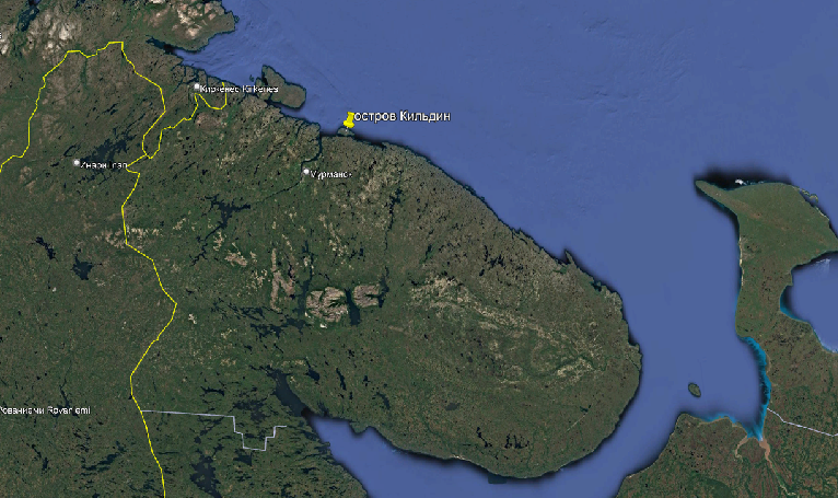 Остров Кильдин на карте