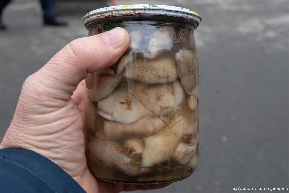 Банка с маслятами