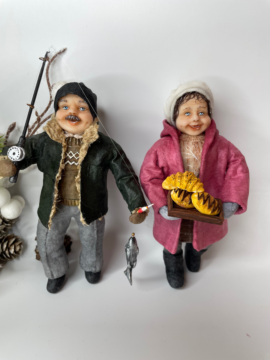 Бабулечка и дедулечка. Ватные игрушки. Личное фото. 