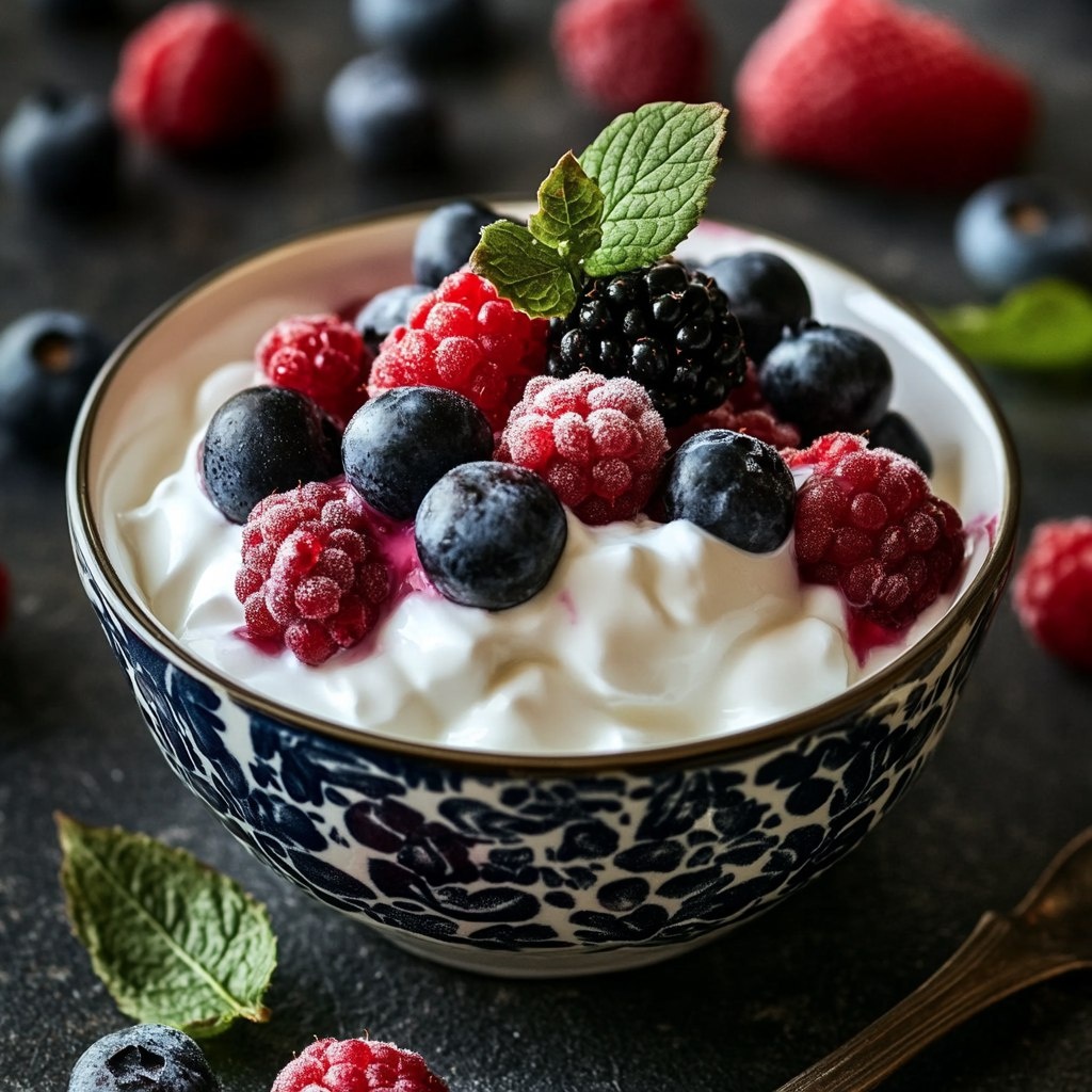 Греческий йогурт с ягодами @HolaBelleza 