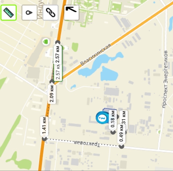 Нарисован маршрут наоборот. 2,5 км прошел минут за 20