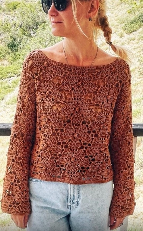 Невероятно красивый узор крючком для джемпера. Мир спиц и крючка