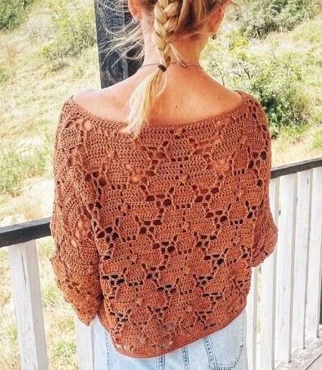 Невероятно красивый узор крючком для джемпера. Мир спиц и крючка