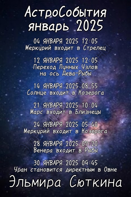 АстроСобытия январь 2025