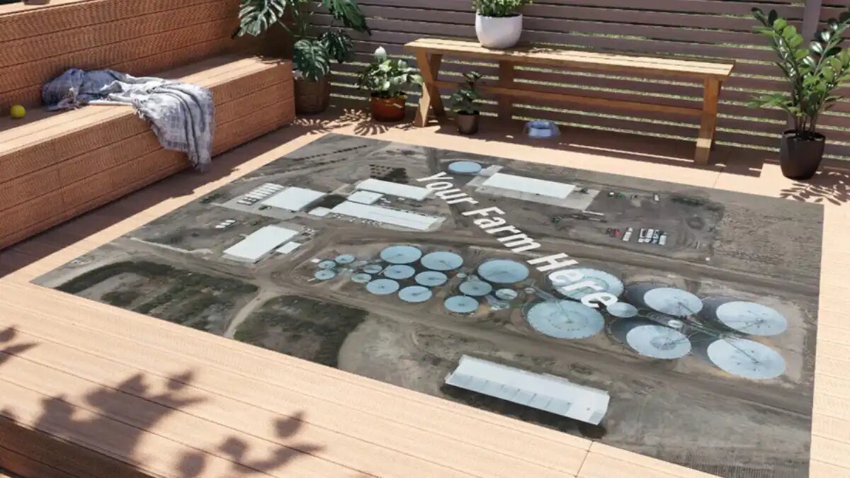 Фото: aerialrug.com
Игровой ковер с изображением и планом реальной фермы от компании Aerial Rug (фото иллюстративное)