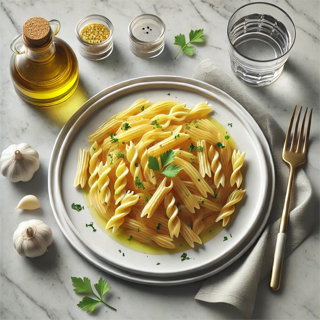 Минимализм в тарелке: Золотая паста и свежесть зелени — ничего лишнего. 🍝