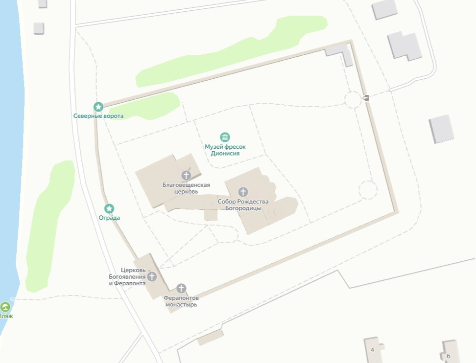 Расположение зданий на территории монастыря