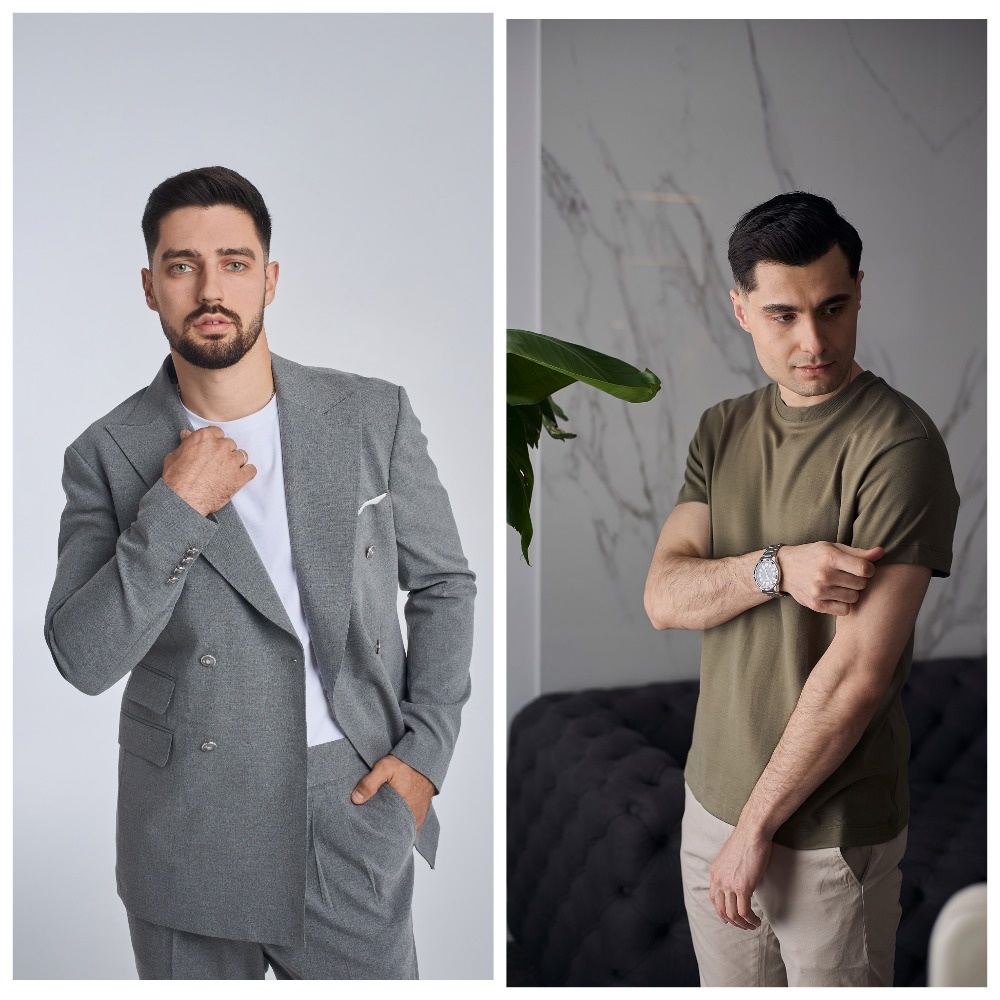 Универсальность мужской футболки позволяет носить ее не только с джинсами и шортами. Базовая футболка в сочетании с классическим костюмом составляет современный, расслабленный образ.