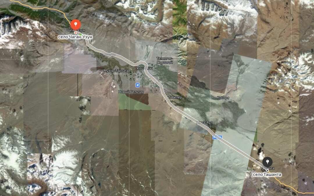 Маршрут Чаган-Узун  – Ташанта на Яндекс карте