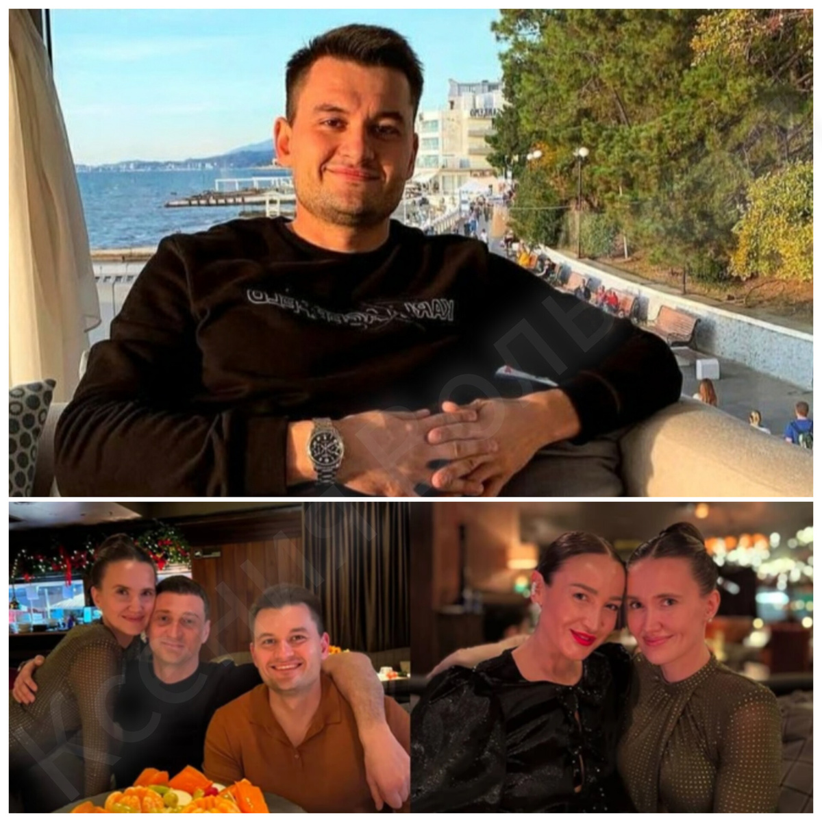 Верхнее фото - Роман Литаров. Ольга Бузова с друзьями и Романом в ресторане "Альпинист" - нижнее фото. 