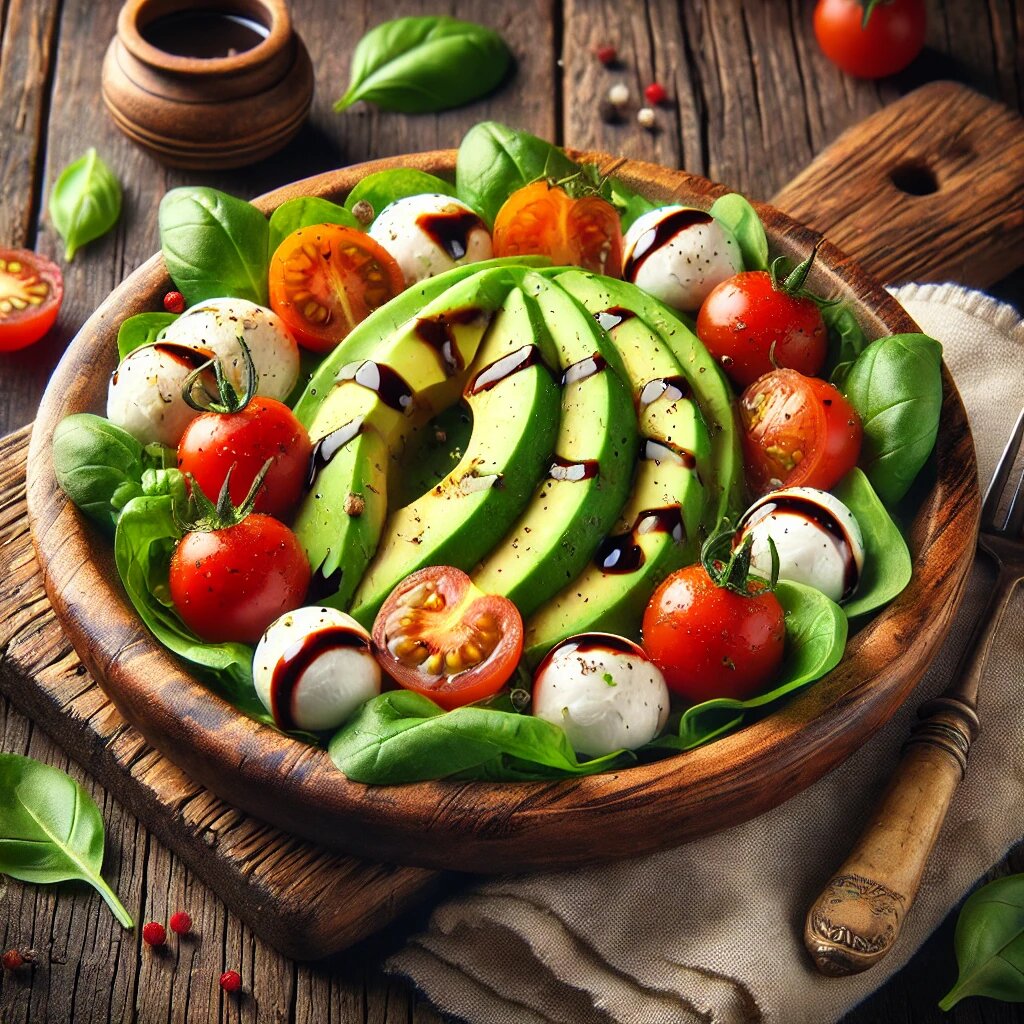 Свежесть тарелки: Авокадо, черри и моцарелла — идеальный союз вкуса и текстур. 🥑🍅🧀