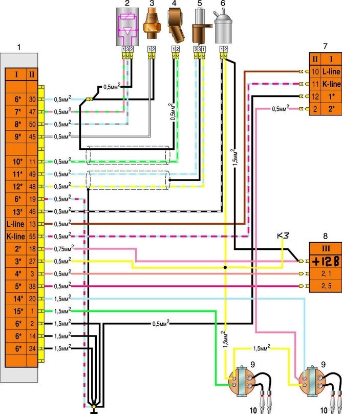 Электрическая схема управления двигателя ЗМЗ-406.