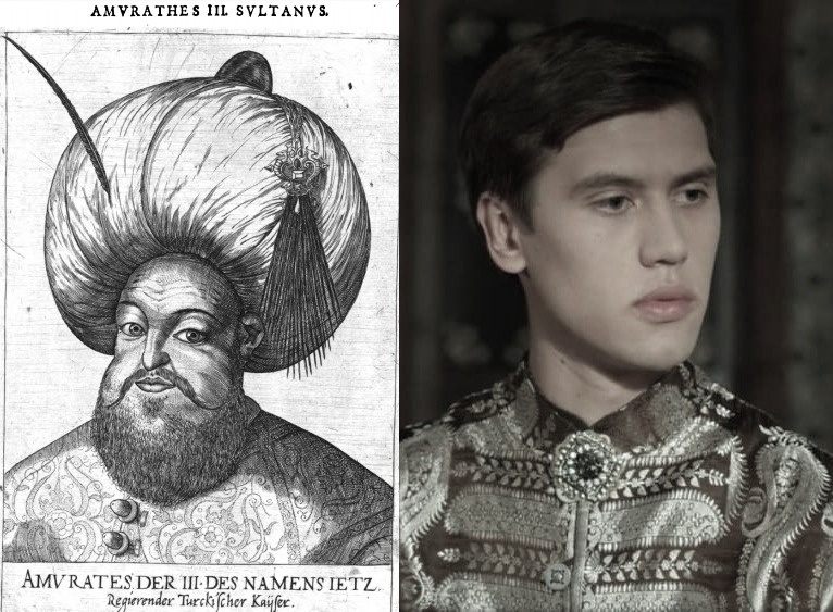 Султан Мурад III (1546 – 1595). Справа он же в молодости (а конкретно будучи шехзаде) в исполнении Серхана Оната (ВВ)